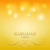 Ramadan Kareem leuchtende Laterne Gradientenkarte vektor