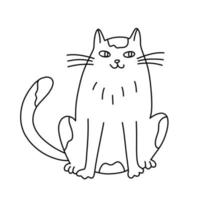 sitzende Katze im Doodle-Stil. hand gezeichnete vektorillustration. isolierter schwarzer Umriss. vektor