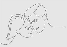 kontinuerlig linje av män och kvinnor kysser vektorillustration vektor