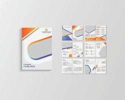 12-seitiges Broschürendesign für Unternehmensprofile. Es dient der Geschäftsförderung vektor