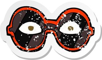 Retro-Sticker mit Cartoon-Augen in dunkler Brille vektor