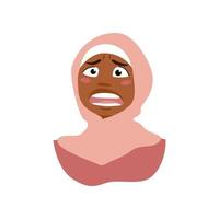 verängstigtes muslimisches Mädchen im Hijab. Vektorporträt der islamischen Frau. vektor