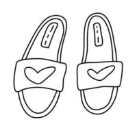 süße Hausschuhe. Sommerschuhe. Schuhe für zu Hause. Doodle-Vektor-Illustration. vektor