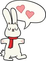 Cartoon-Kaninchen in Liebe und Sprechblase vektor