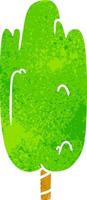 Retro-Cartoon-Doodle einzelner grüner Baum vektor