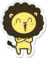 klistermärke av ett skrattande lejon tecknad vektor