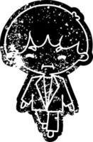 Grunge-Symbol kawaii süßer Junge im Anzug vektor