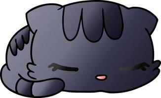 Farbverlauf Cartoon kawaii süßes schlafendes Kätzchen vektor