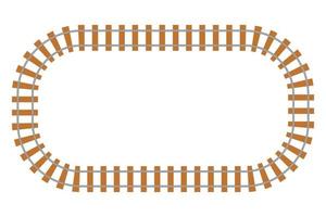 järnväg sätt ovanifrån, tågväg i tecknad stil isolerad på vit bakgrund. kurvlinje runt järnvägen. . vektor illustration