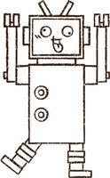 Roboter-Kohlezeichnung vektor