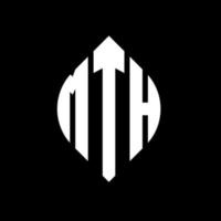 Mth-Kreis-Buchstaben-Logo-Design mit Kreis- und Ellipsenform. mth Ellipsenbuchstaben mit typografischem Stil. Die drei Initialen bilden ein Kreislogo. mth Kreisemblem abstrakter Monogramm-Buchstabenmarkierungsvektor. vektor