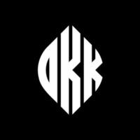 Okk-Kreis-Buchstaben-Logo-Design mit Kreis- und Ellipsenform. Okk Ellipsenbuchstaben mit typografischem Stil. Die drei Initialen bilden ein Kreislogo. Okk-Kreis-Emblem abstrakter Monogramm-Buchstaben-Markierungsvektor. vektor