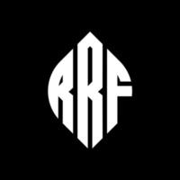 rrf cirkelbokstavslogotypdesign med cirkel och ellipsform. rrf ellipsbokstäver med typografisk stil. de tre initialerna bildar en cirkellogotyp. rrf cirkel emblem abstrakt monogram brev märke vektor. vektor