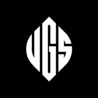 ugs-Kreisbuchstaben-Logo-Design mit Kreis- und Ellipsenform. ugs Ellipsenbuchstaben mit typografischem Stil. Die drei Initialen bilden ein Kreislogo. ugs-Kreis-Emblem abstrakter Monogramm-Buchstaben-Markierungsvektor. vektor