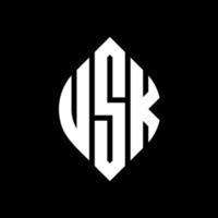 usk cirkel bokstavslogotyp design med cirkel och ellipsform. usk ellipsbokstäver med typografisk stil. de tre initialerna bildar en cirkellogotyp. usk cirkel emblem abstrakt monogram bokstaven märke vektor. vektor