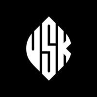 vsk-Kreis-Buchstaben-Logo-Design mit Kreis- und Ellipsenform. vsk ellipsenbuchstaben mit typografischem stil. Die drei Initialen bilden ein Kreislogo. vsk Kreisemblem abstrakter Monogramm-Buchstabenmarkierungsvektor. vektor