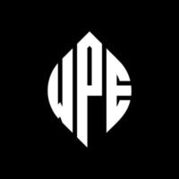 WPE-Kreis-Buchstaben-Logo-Design mit Kreis- und Ellipsenform. wpe Ellipsenbuchstaben mit typografischem Stil. Die drei Initialen bilden ein Kreislogo. WPE-Kreis-Emblem abstrakter Monogramm-Buchstaben-Markierungsvektor. vektor
