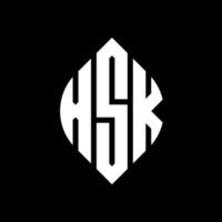 xsk cirkelbokstavslogotypdesign med cirkel- och ellipsform. xsk ellipsbokstäver med typografisk stil. de tre initialerna bildar en cirkellogotyp. xsk cirkel emblem abstrakt monogram bokstav märke vektor. vektor