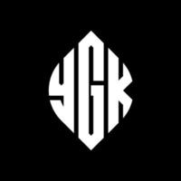 ygk-Kreisbuchstabe-Logo-Design mit Kreis- und Ellipsenform. ygk ellipsenbuchstaben mit typografischem stil. Die drei Initialen bilden ein Kreislogo. ygk-Kreis-Emblem abstrakter Monogramm-Buchstaben-Markenvektor. vektor