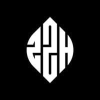 zzh-Kreisbuchstabe-Logo-Design mit Kreis- und Ellipsenform. zzh Ellipsenbuchstaben mit typografischem Stil. Die drei Initialen bilden ein Kreislogo. zzh-Kreis-Emblem abstrakter Monogramm-Buchstaben-Markenvektor. vektor