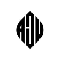 ajw-Kreisbuchstabe-Logo-Design mit Kreis- und Ellipsenform. ajw Ellipsenbuchstaben mit typografischem Stil. Die drei Initialen bilden ein Kreislogo. ajw Kreisemblem abstrakter Monogramm-Buchstabenmarkierungsvektor. vektor