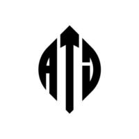 atj-Kreis-Buchstaben-Logo-Design mit Kreis- und Ellipsenform. atj Ellipsenbuchstaben mit typografischem Stil. Die drei Initialen bilden ein Kreislogo. atj Kreisemblem abstrakter Monogramm-Buchstabenmarkierungsvektor. vektor