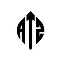 atz-Kreisbuchstaben-Logo-Design mit Kreis- und Ellipsenform. atz ellipsenbuchstaben mit typografischem stil. Die drei Initialen bilden ein Kreislogo. ATZ-Kreis-Emblem abstrakter Monogramm-Buchstaben-Markierungsvektor. vektor