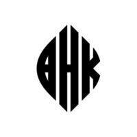 bhk cirkelbokstavslogotypdesign med cirkel och ellipsform. bhk ellipsbokstäver med typografisk stil. de tre initialerna bildar en cirkellogotyp. bhk cirkel emblem abstrakt monogram bokstav märke vektor. vektor