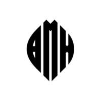 BMX-Kreisbuchstaben-Logo-Design mit Kreis- und Ellipsenform. BMX-Ellipsenbuchstaben mit typografischem Stil. Die drei Initialen bilden ein Kreislogo. BMX-Kreis-Emblem abstrakter Monogramm-Buchstaben-Markenvektor. vektor