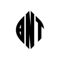bnt-Kreisbuchstaben-Logo-Design mit Kreis- und Ellipsenform. bnt Ellipsenbuchstaben mit typografischem Stil. Die drei Initialen bilden ein Kreislogo. bnt-Kreis-Emblem abstrakter Monogramm-Buchstaben-Markierungsvektor. vektor