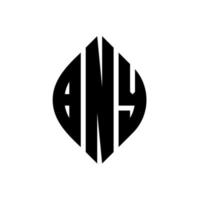 bny Kreisbuchstabe-Logo-Design mit Kreis- und Ellipsenform. bny ellipsenbuchstaben mit typografischem stil. Die drei Initialen bilden ein Kreislogo. bny Kreisemblem abstrakter Monogramm-Buchstabenmarkierungsvektor. vektor