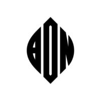 Bon-Kreis-Buchstaben-Logo-Design mit Kreis- und Ellipsenform. bon ellipsenbuchstaben mit typografischem stil. Die drei Initialen bilden ein Kreislogo. Bon Circle Emblem abstrakter Monogramm-Buchstabenmarkierungsvektor. vektor