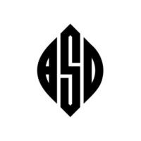 bsd-Kreisbuchstaben-Logo-Design mit Kreis- und Ellipsenform. bsd-ellipsenbuchstaben mit typografischem stil. Die drei Initialen bilden ein Kreislogo. bsd-Kreis-Emblem abstrakter Monogramm-Buchstaben-Markierungsvektor. vektor