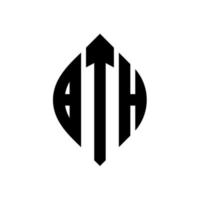 bth cirkelbokstavslogotypdesign med cirkel och ellipsform. bth ellipsbokstäver med typografisk stil. de tre initialerna bildar en cirkellogotyp. bth cirkel emblem abstrakt monogram brev märke vektor. vektor