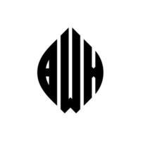 bwx-Kreisbuchstaben-Logo-Design mit Kreis- und Ellipsenform. bwx ellipsenbuchstaben mit typografischem stil. Die drei Initialen bilden ein Kreislogo. bwx Kreisemblem abstrakter Monogramm-Buchstabenmarkenvektor. vektor