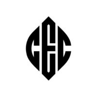 cec-Kreis-Buchstaben-Logo-Design mit Kreis- und Ellipsenform. cec ellipsenbuchstaben mit typografischem stil. Die drei Initialen bilden ein Kreislogo. CEC-Kreis-Emblem abstrakter Monogramm-Buchstaben-Markierungsvektor. vektor