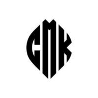 cmk-Kreisbuchstaben-Logo-Design mit Kreis- und Ellipsenform. cmk-Ellipsenbuchstaben mit typografischem Stil. Die drei Initialen bilden ein Kreislogo. cmk-Kreis-Emblem abstrakter Monogramm-Buchstaben-Markenvektor. vektor