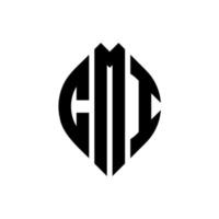 cmi-Kreisbuchstaben-Logo-Design mit Kreis- und Ellipsenform. cmi-Ellipsenbuchstaben mit typografischem Stil. Die drei Initialen bilden ein Kreislogo. cmi-Kreis-Emblem abstrakter Monogramm-Buchstaben-Markierungsvektor. vektor