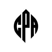 CPA-Kreisbuchstaben-Logo-Design mit Kreis- und Ellipsenform. cpa-ellipsenbuchstaben mit typografischem stil. Die drei Initialen bilden ein Kreislogo. CPA-Kreis-Emblem abstrakter Monogramm-Buchstaben-Markenvektor. vektor