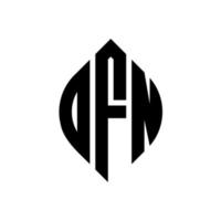 dfn-Kreisbuchstaben-Logo-Design mit Kreis- und Ellipsenform. dfn Ellipsenbuchstaben mit typografischem Stil. Die drei Initialen bilden ein Kreislogo. dfn-Kreis-Emblem abstrakter Monogramm-Buchstaben-Markierungsvektor. vektor