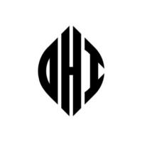 dhi cirkel bokstavslogotyp design med cirkel och ellipsform. dhi ellipsbokstäver med typografisk stil. de tre initialerna bildar en cirkellogotyp. dhi cirkel emblem abstrakt monogram bokstav märke vektor. vektor