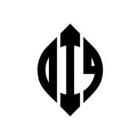 Diq-Kreisbuchstaben-Logo-Design mit Kreis- und Ellipsenform. diq Ellipsenbuchstaben mit typografischem Stil. Die drei Initialen bilden ein Kreislogo. Diq-Kreis-Emblem abstrakter Monogramm-Buchstaben-Markenvektor. vektor