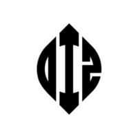 Diz-Kreis-Buchstaben-Logo-Design mit Kreis- und Ellipsenform. Diz Ellipsenbuchstaben mit typografischem Stil. Die drei Initialen bilden ein Kreislogo. Diz-Kreis-Emblem abstrakter Monogramm-Buchstaben-Markierungsvektor. vektor