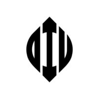 Diu-Kreisbuchstaben-Logo-Design mit Kreis- und Ellipsenform. Diu-Ellipsenbuchstaben mit typografischem Stil. Die drei Initialen bilden ein Kreislogo. Diu-Kreis-Emblem abstrakter Monogramm-Buchstaben-Markenvektor. vektor