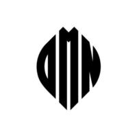 dmn-Kreisbuchstaben-Logo-Design mit Kreis- und Ellipsenform. dmn Ellipsenbuchstaben mit typografischem Stil. Die drei Initialen bilden ein Kreislogo. dmn-Kreis-Emblem abstrakter Monogramm-Buchstaben-Markierungsvektor. vektor