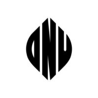 dnv-Kreisbuchstaben-Logo-Design mit Kreis- und Ellipsenform. dnv Ellipsenbuchstaben mit typografischem Stil. Die drei Initialen bilden ein Kreislogo. dnv-Kreisemblem abstrakter Monogramm-Buchstabenmarkierungsvektor. vektor