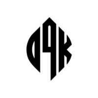 dqk cirkelbokstavslogotypdesign med cirkel- och ellipsform. dqk ellipsbokstäver med typografisk stil. de tre initialerna bildar en cirkellogotyp. dqk cirkel emblem abstrakt monogram bokstav märke vektor. vektor