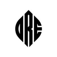 dre cirkel bokstavslogotyp design med cirkel och ellipsform. dre ellips bokstäver med typografisk stil. de tre initialerna bildar en cirkellogotyp. dre cirkel emblem abstrakt monogram brev märke vektor. vektor