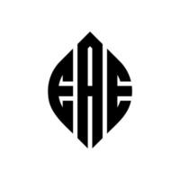 eae-Kreisbuchstaben-Logo-Design mit Kreis- und Ellipsenform. eae Ellipsenbuchstaben mit typografischem Stil. Die drei Initialen bilden ein Kreislogo. eae-Kreis-Emblem abstrakter Monogramm-Buchstaben-Markierungsvektor. vektor