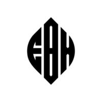 ebx-Kreisbuchstaben-Logo-Design mit Kreis- und Ellipsenform. ebx Ellipsenbuchstaben mit typografischem Stil. Die drei Initialen bilden ein Kreislogo. ebx Kreisemblem abstrakter Monogramm-Buchstabenmarkierungsvektor. vektor